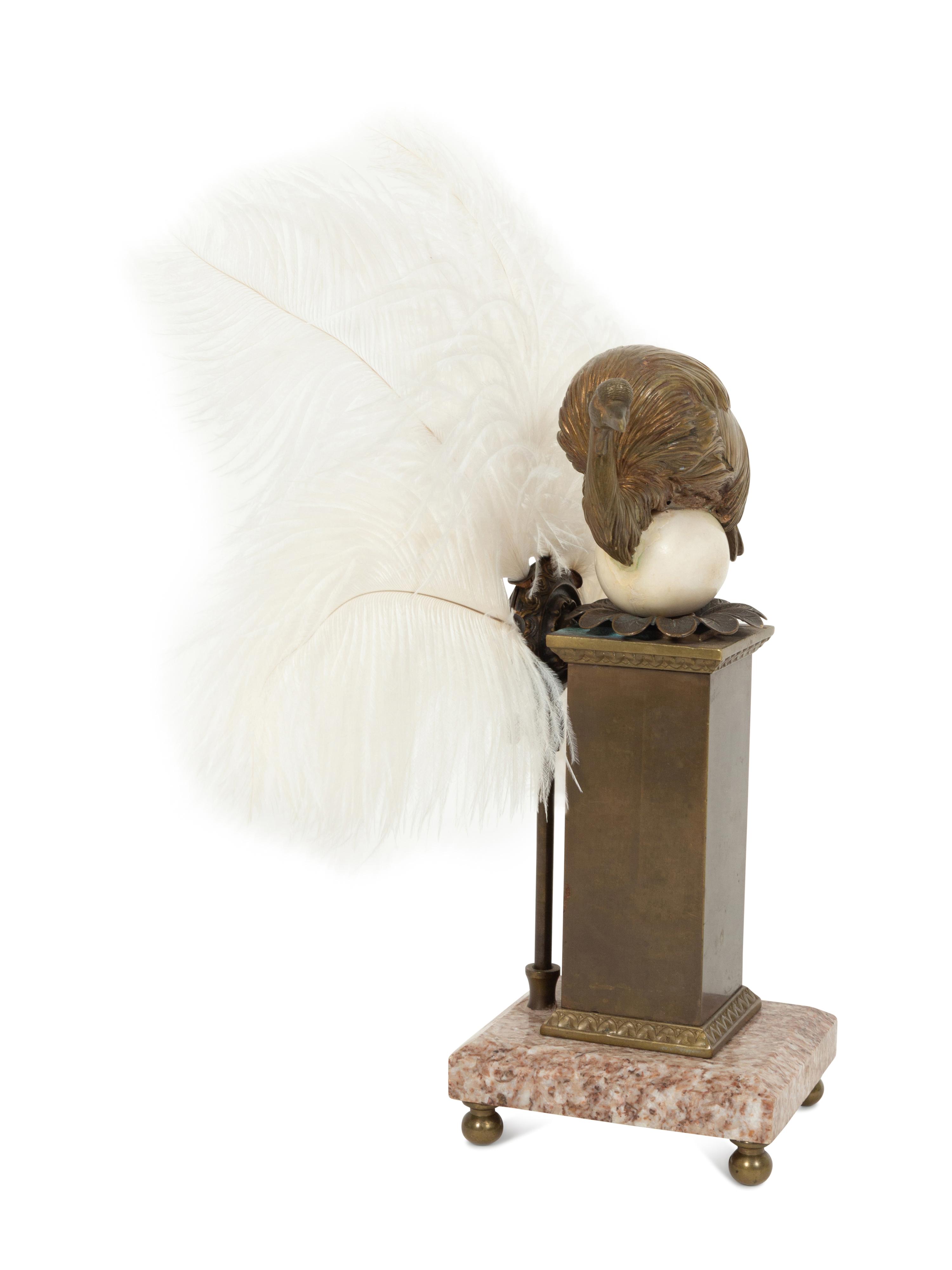 An Anthony Redmile Gilt Bronze Ostrich, Egg and Feather Ornament