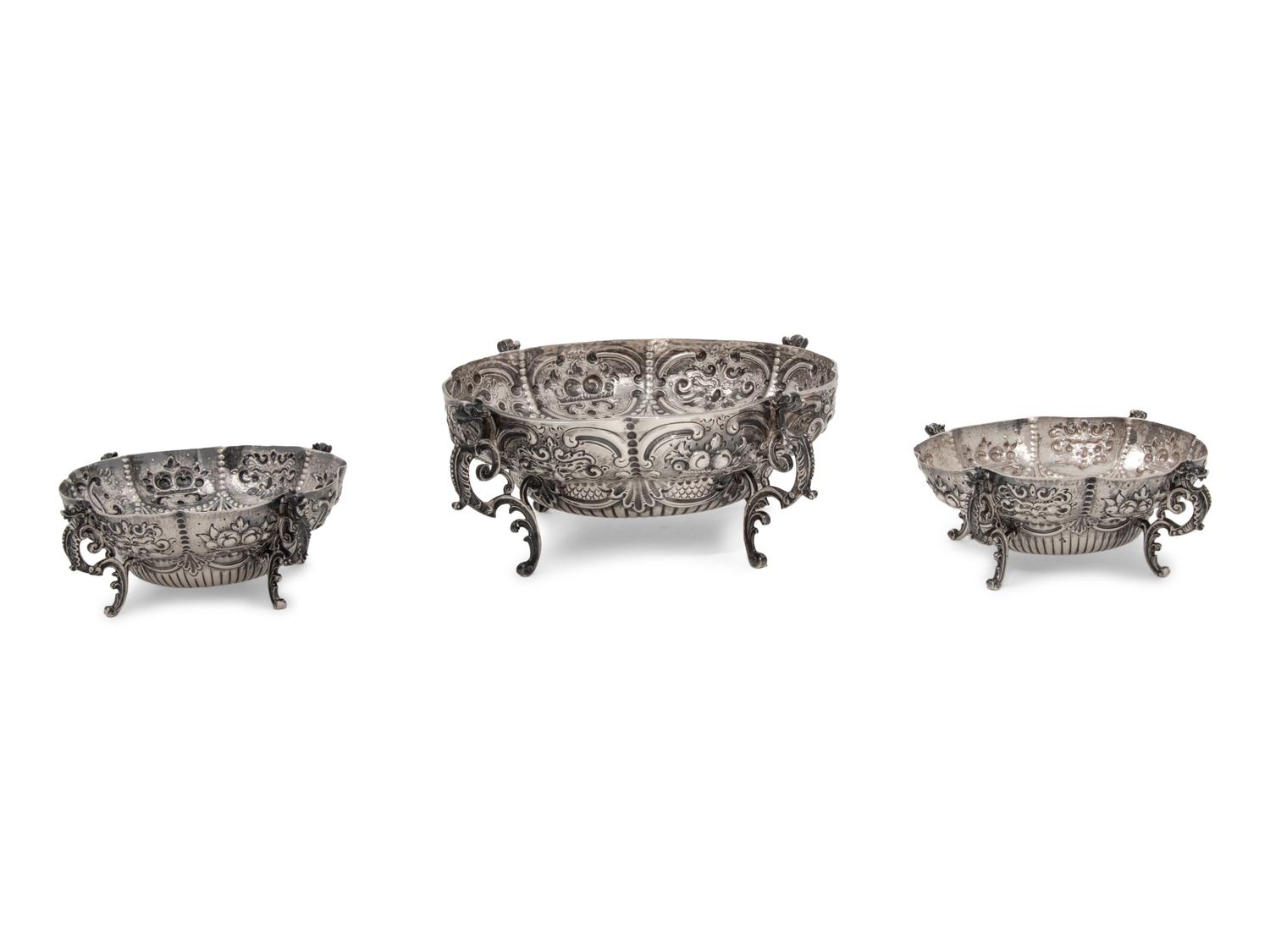 A Victorian Silver Three-Piece Garniture