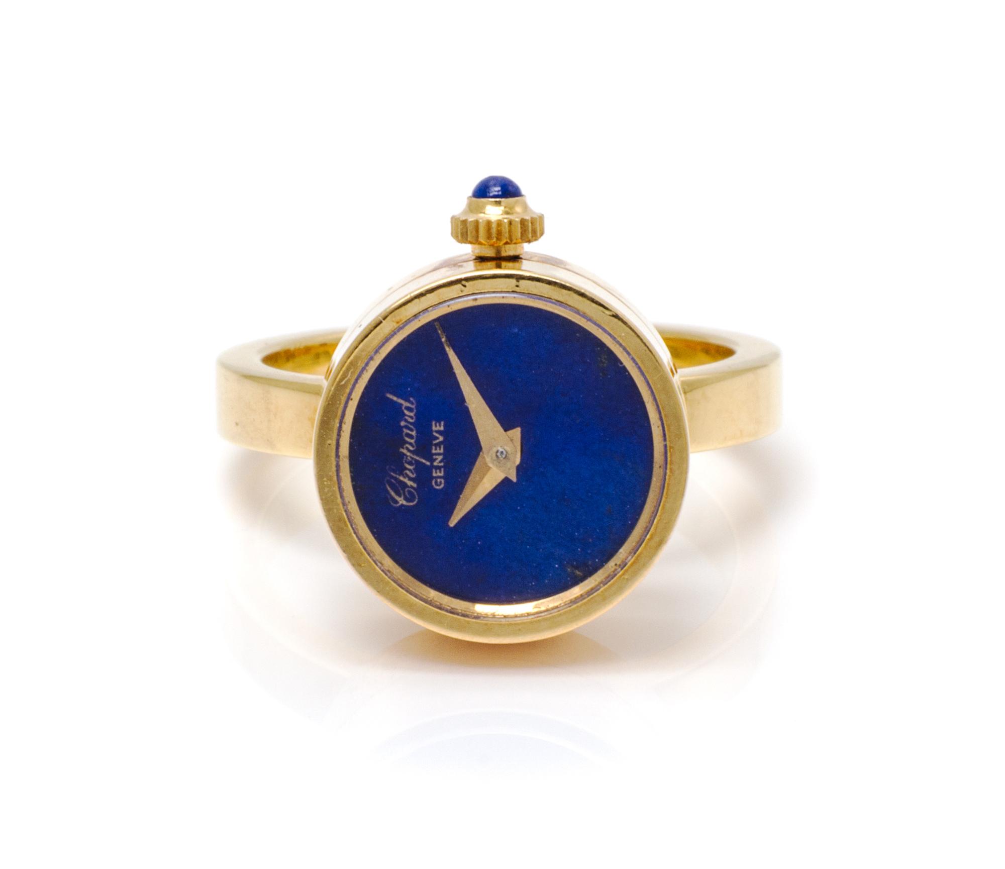A 18 Karat Yellow Gold and Lapis Lazuli Watch/Ring, Chopard, 8.20 dwts.