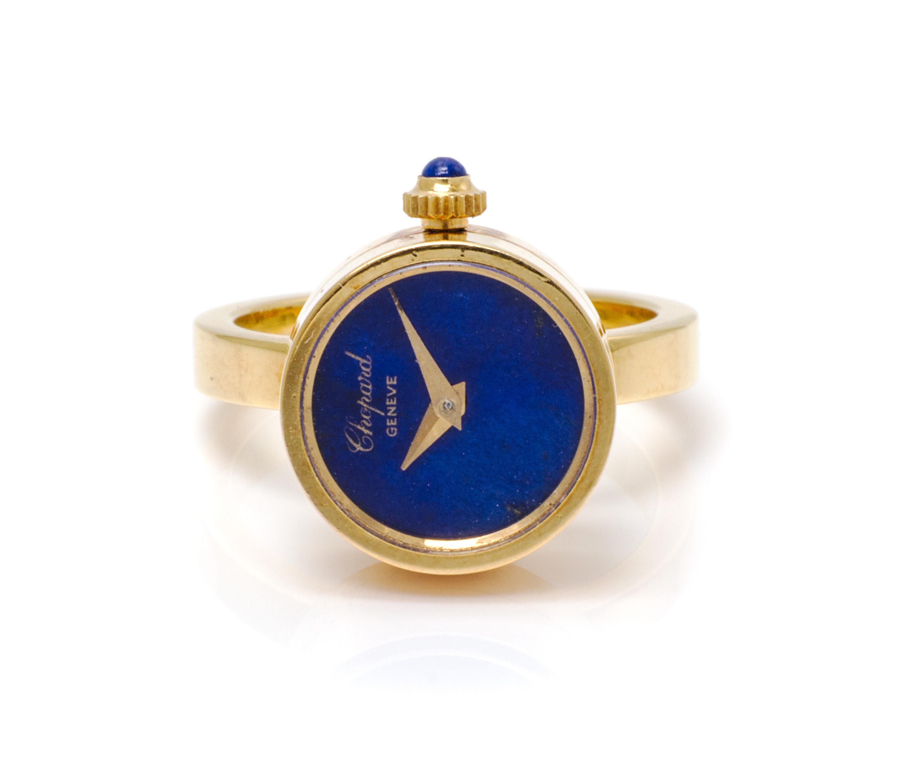 A 18 Karat Yellow Gold and Lapis Lazuli Watch/Ring, Chopard, 8.20 dwts.