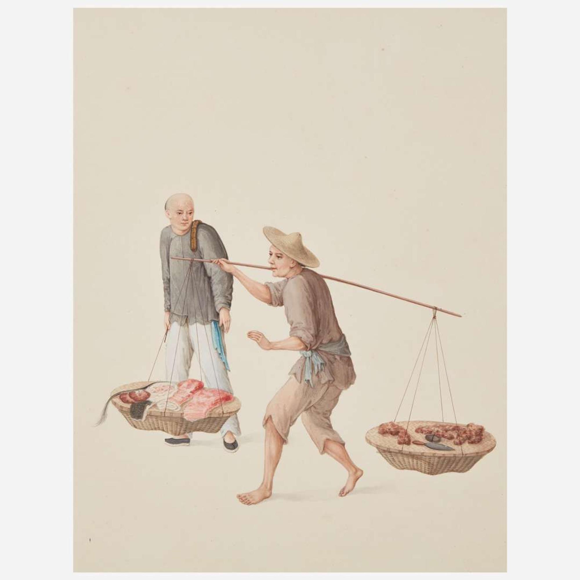 Chinese School 19th century Group of Thirteen Works Depicting Chinese Occupations