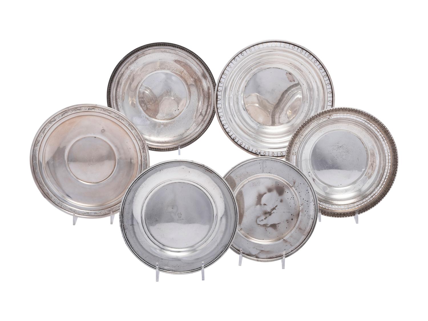 Six American Silver Serving Dishes and Trays