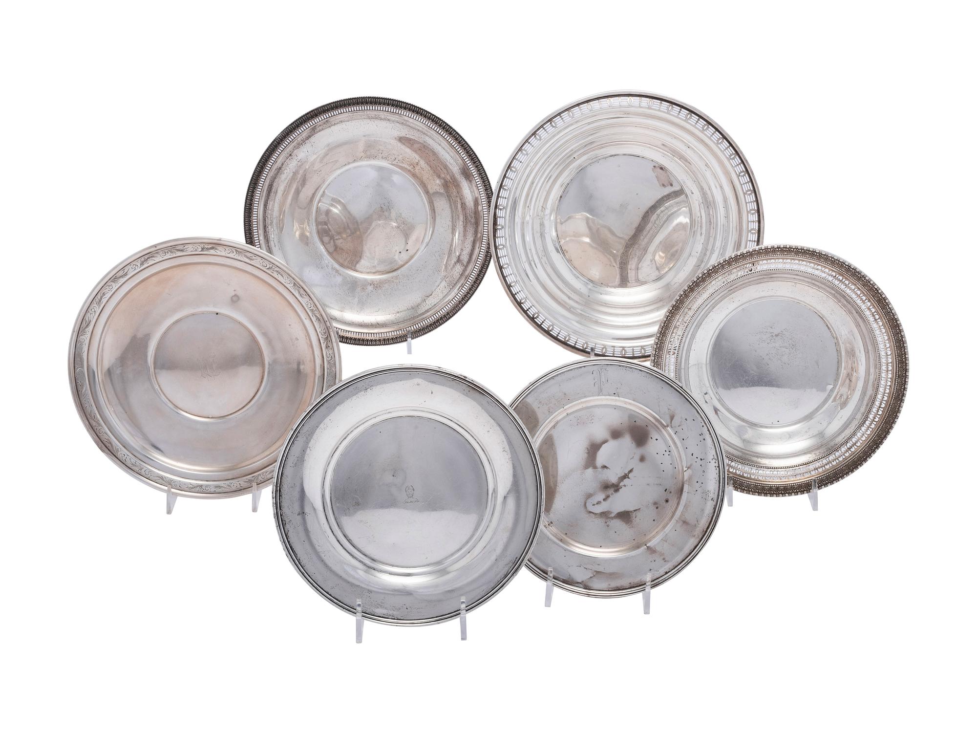 Six American Silver Serving Dishes and Trays