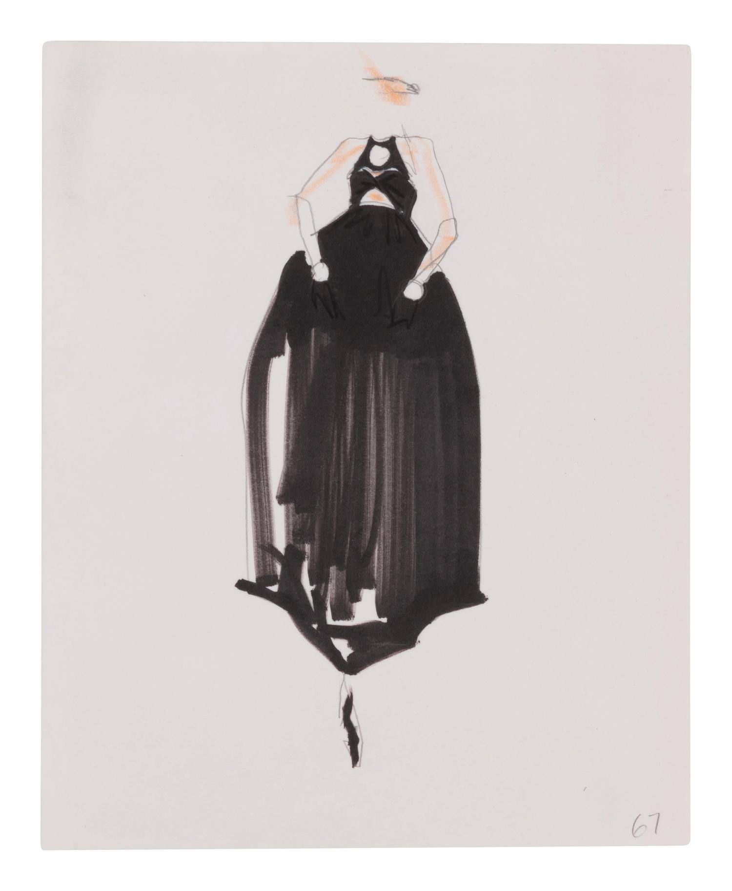 Two Alber Elbaz for Geoffrey Beene Fashion Illustrations, c. 1989