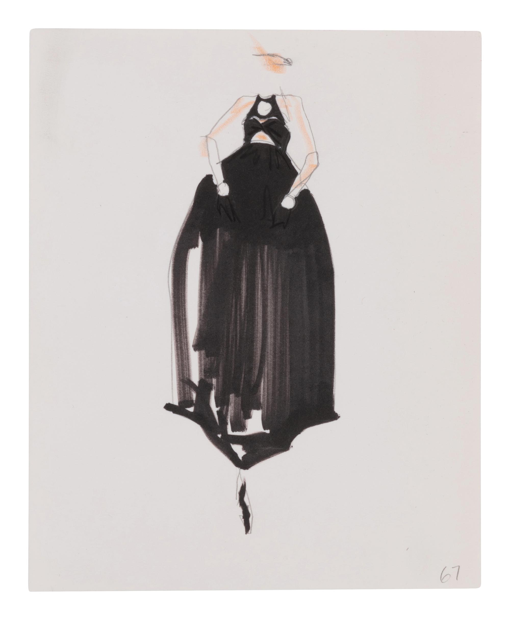 Two Alber Elbaz for Geoffrey Beene Fashion Illustrations, c. 1989