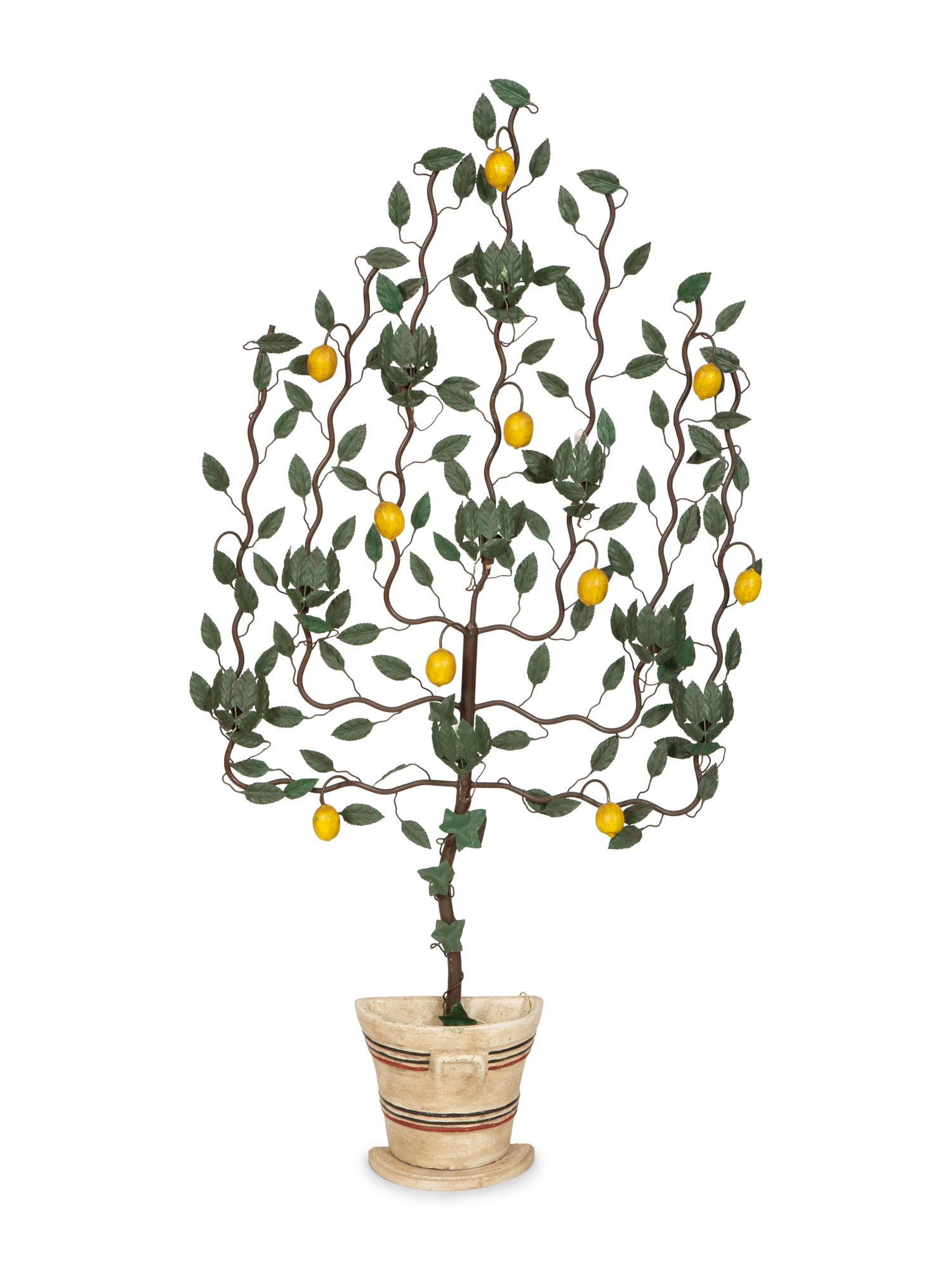 A Painted Tole Espalier Lemon Tree