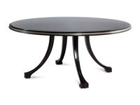 A Contemporary Steel-Banded Stained Mahogany Dining Table