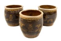 Three Chinese Ceramic Jardinieres. Height 17 inches.