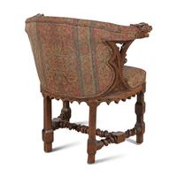 A French or Italian Gothic Revival Carved Oak Armchair