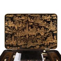 A Chinese Export Lacquer Needlework Table