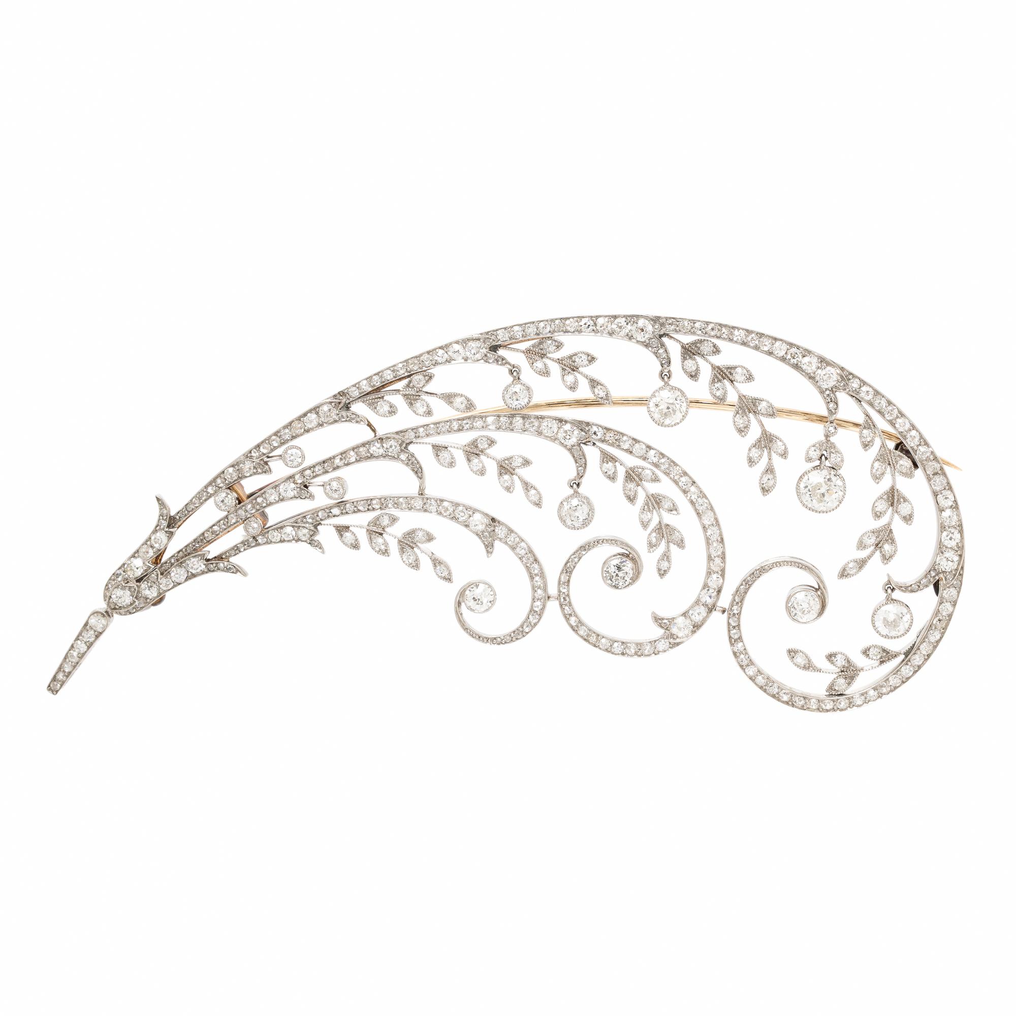 Edwardian, Diamond and Platinum Feather Brooch