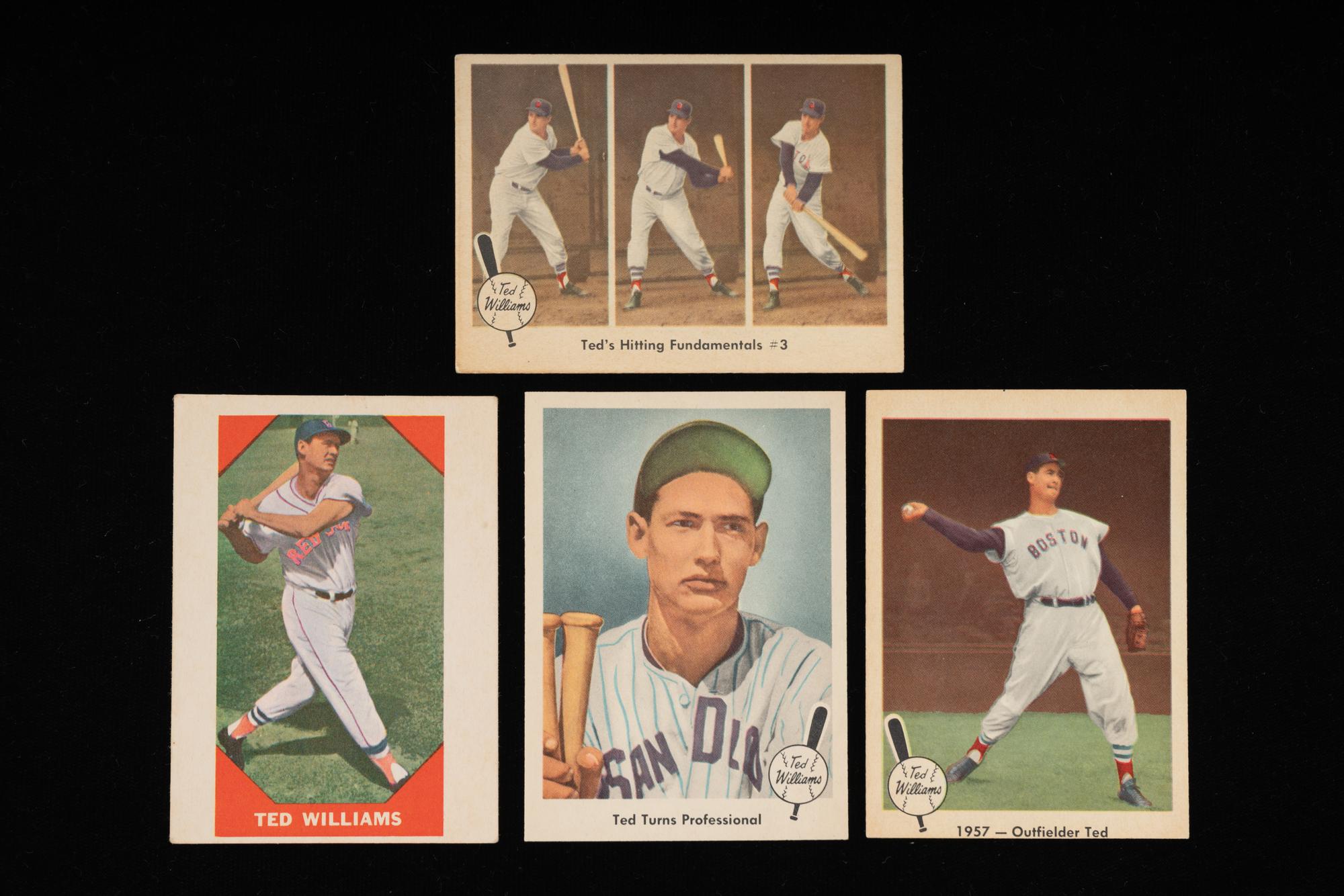 A Group of Four Ted Williams Fleer Baseball Cards,