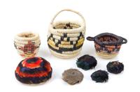A Group of Eight Native American Woven Baskets Diameter of largest 1 5/8 inches. — Various Makers