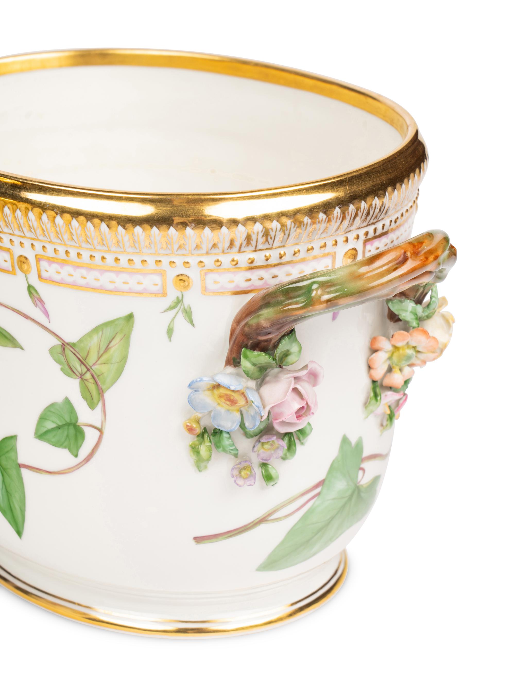 A Pair of Royal Copenhagen Flora Danica Porcelain Cache Pots