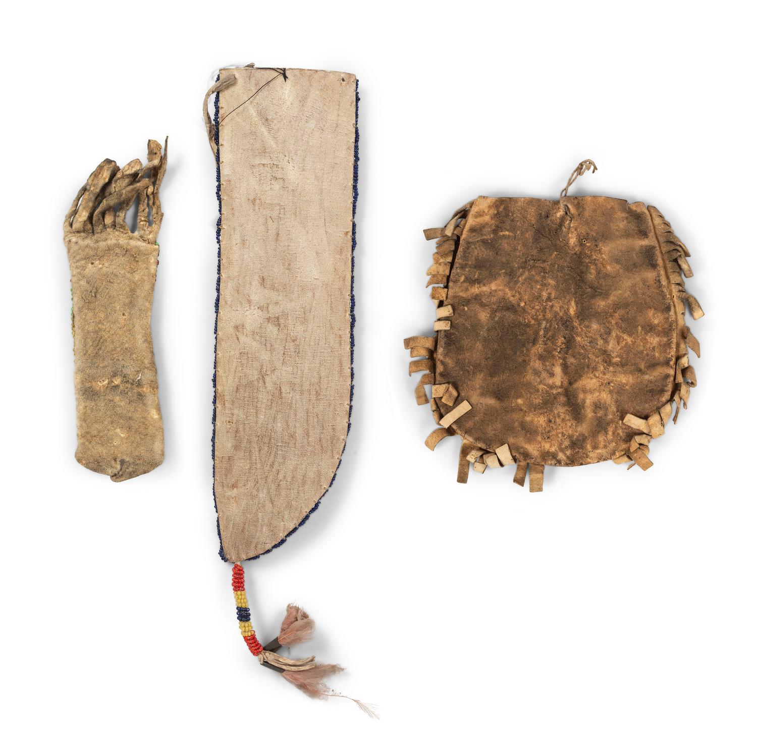 Sioux Beaded Knife Sheath AND Two Beaded Bags