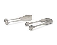 A Silver Punch Ladle and Two Silver Sugar Tongs