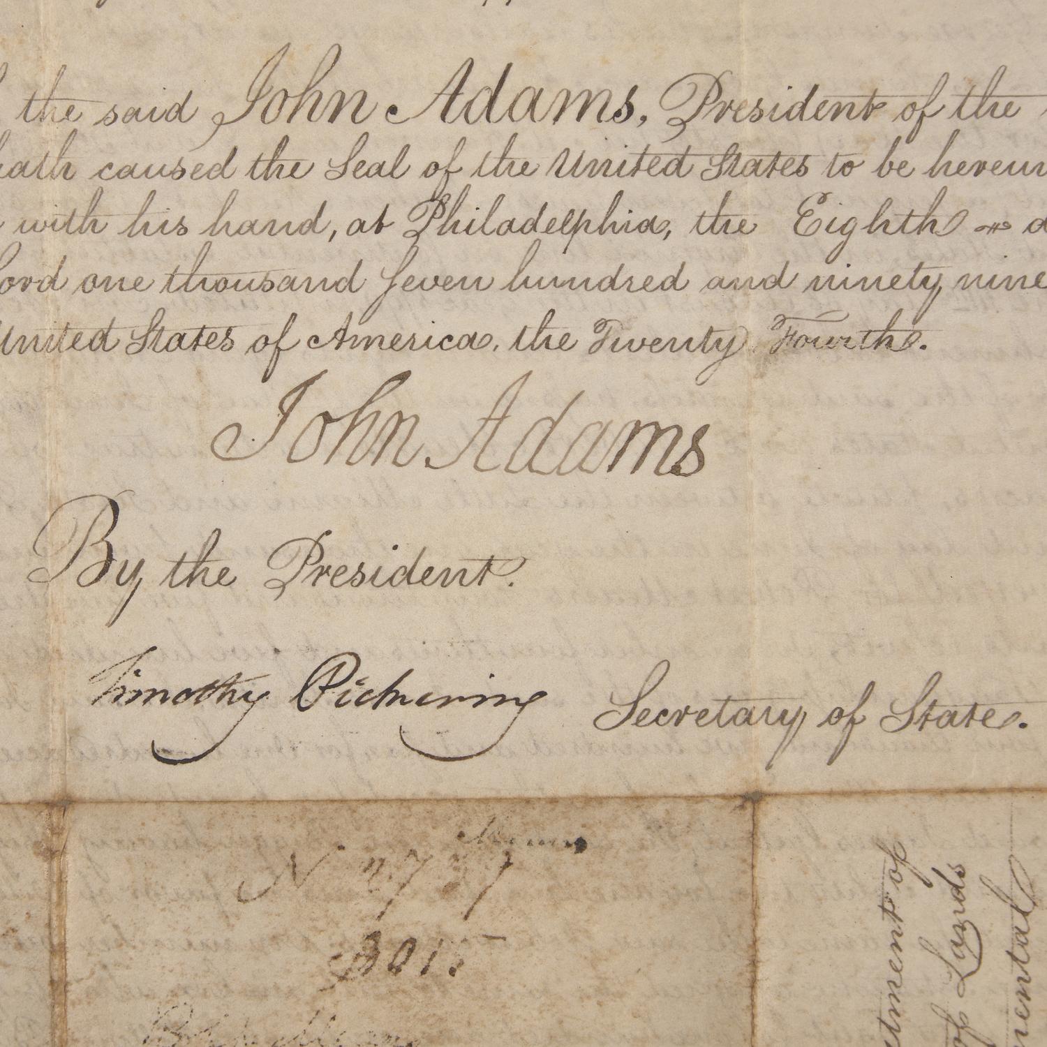 [Presidential] Adams, John. Manuscript Document, signed