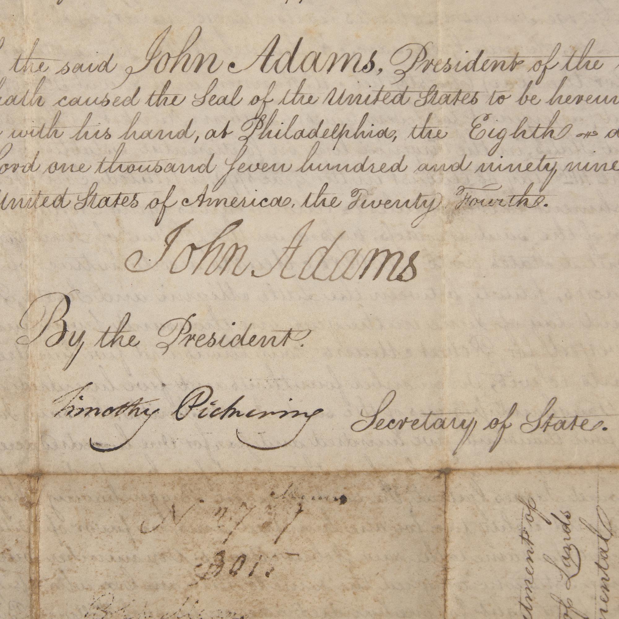 [Presidential] Adams, John. Manuscript Document, signed