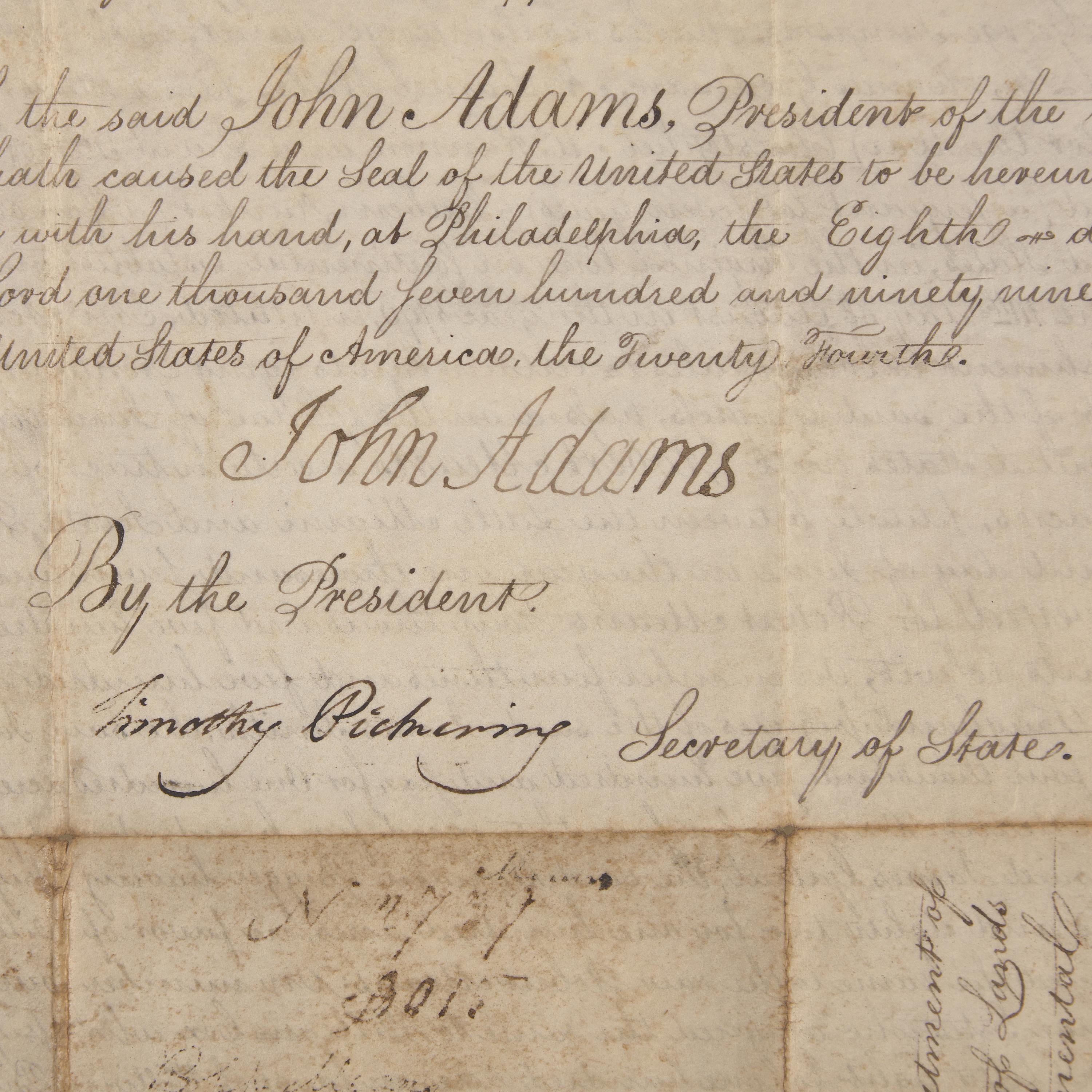 [Presidential] Adams, John. Manuscript Document, signed