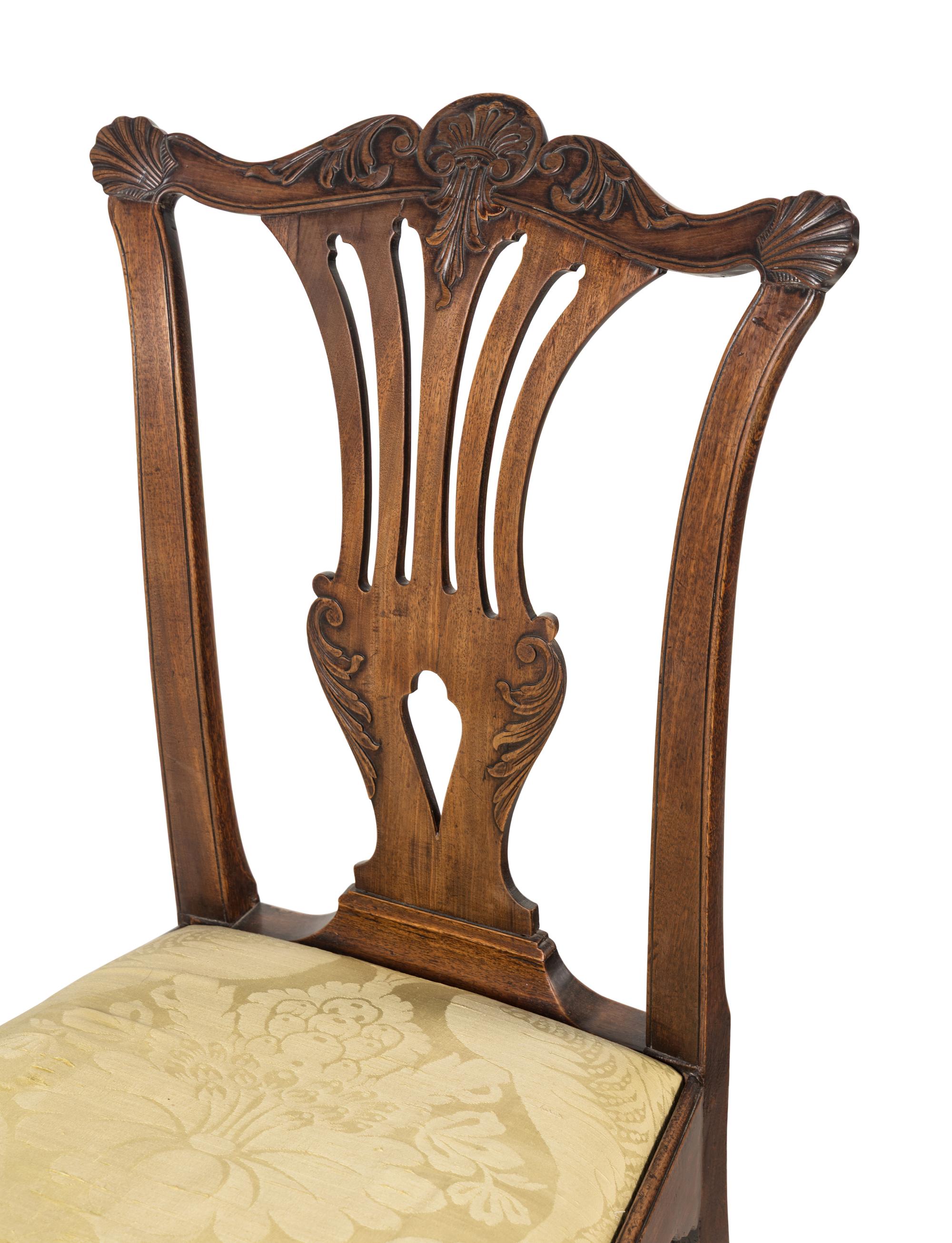 A Pair of Irish George II Mahogany and Oak Side Chairs
