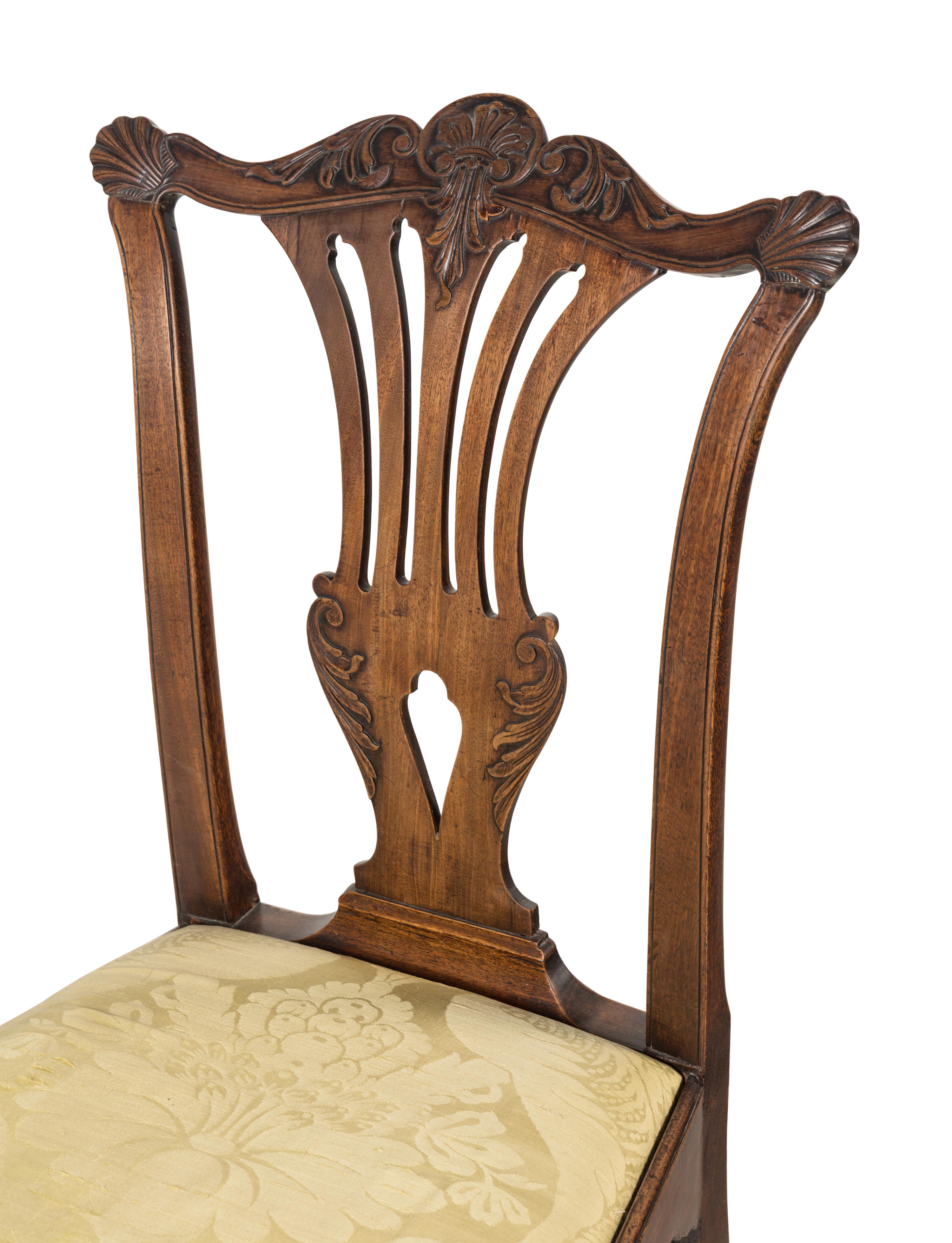 A Pair of Irish George II Mahogany and Oak Side Chairs