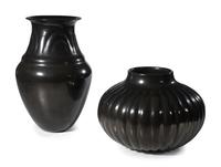 Blackware Pottery Melon Jar and Vase