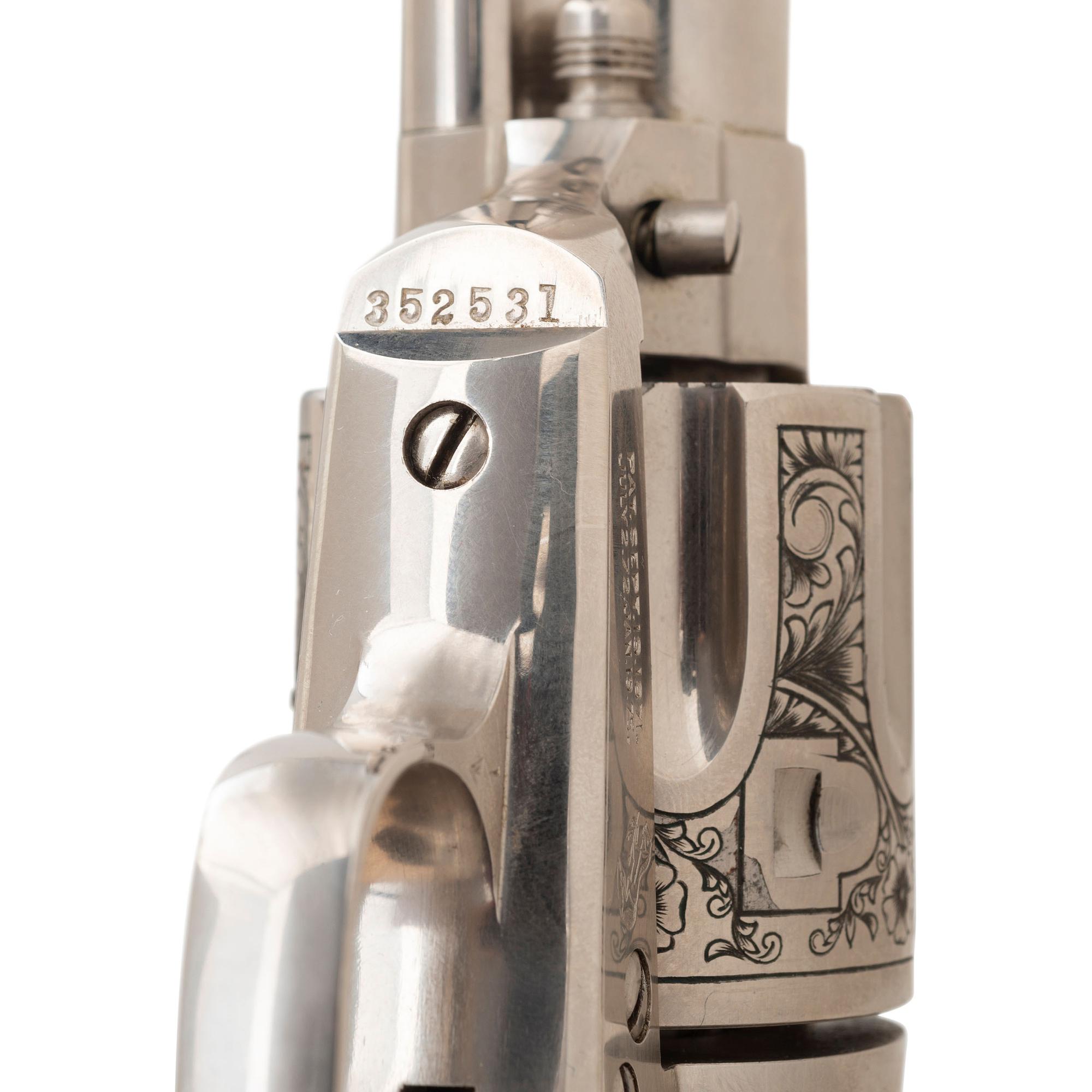**1929 Production Colt Single Action Army with Raised Carved Mother of Pearl Steer's Head Grips in .45 Colt