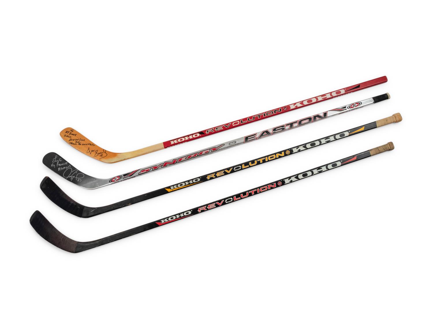 A Group of Four Chicago Blackhawks Game Used/Issued Hockey Sticks (Including Jeremy Roenick and Denis Savard),