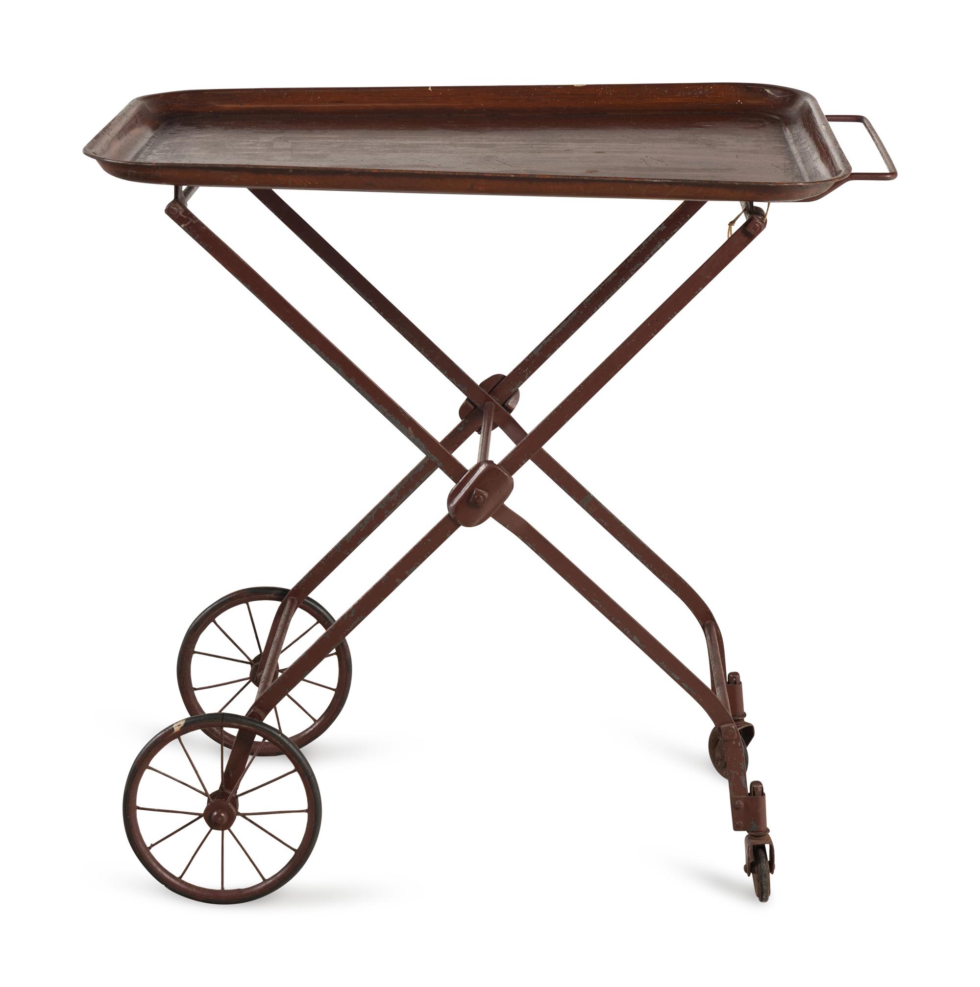 A Red Painted Metal Butler’s Garden Cart