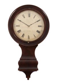 An American Empire Mahogany Gallery Clock Height 37 inches. — JOSEPH NYE DUNNING, BURLINGTON, VERMONT, CIRCA 1830