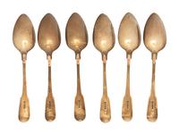 A Set of Six Peter, Ann and William Bateman Silver Tablespoons