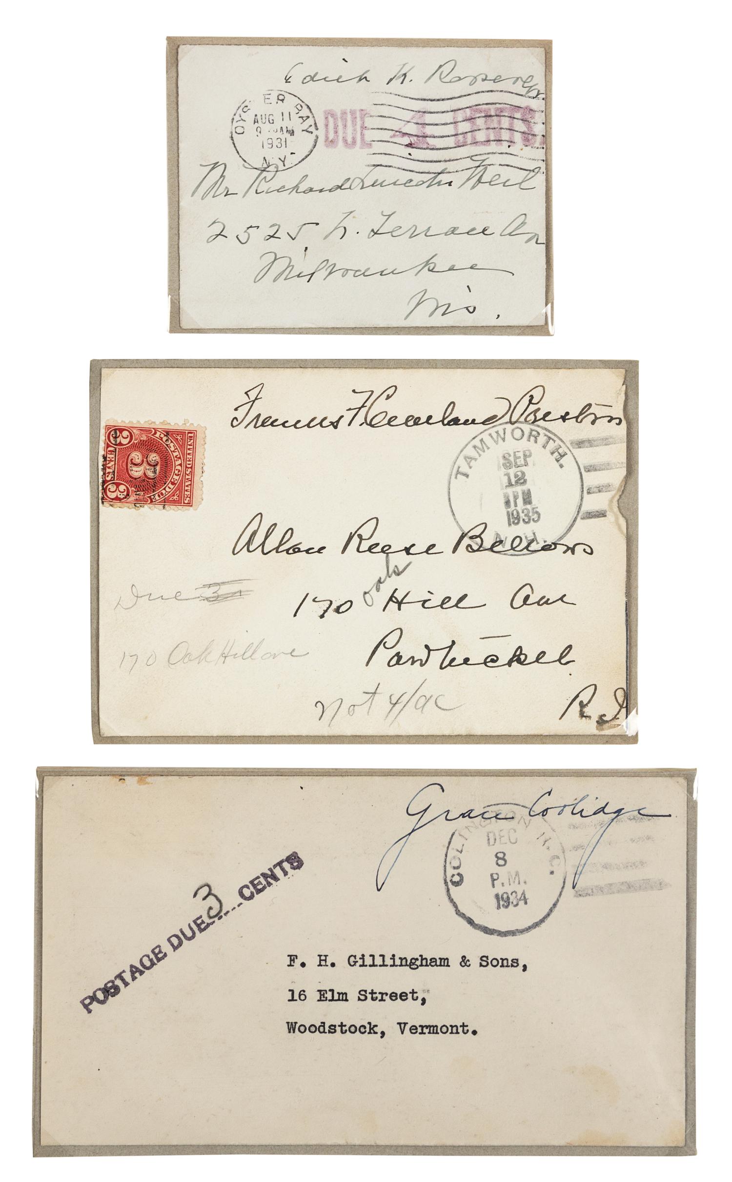 [FIRST LADY FREE FRANKS]. A group of autograph free franks, comprising: