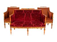 An Edwardian Painted Satinwood Three-Piece Salon Suite — CIRCA 1900