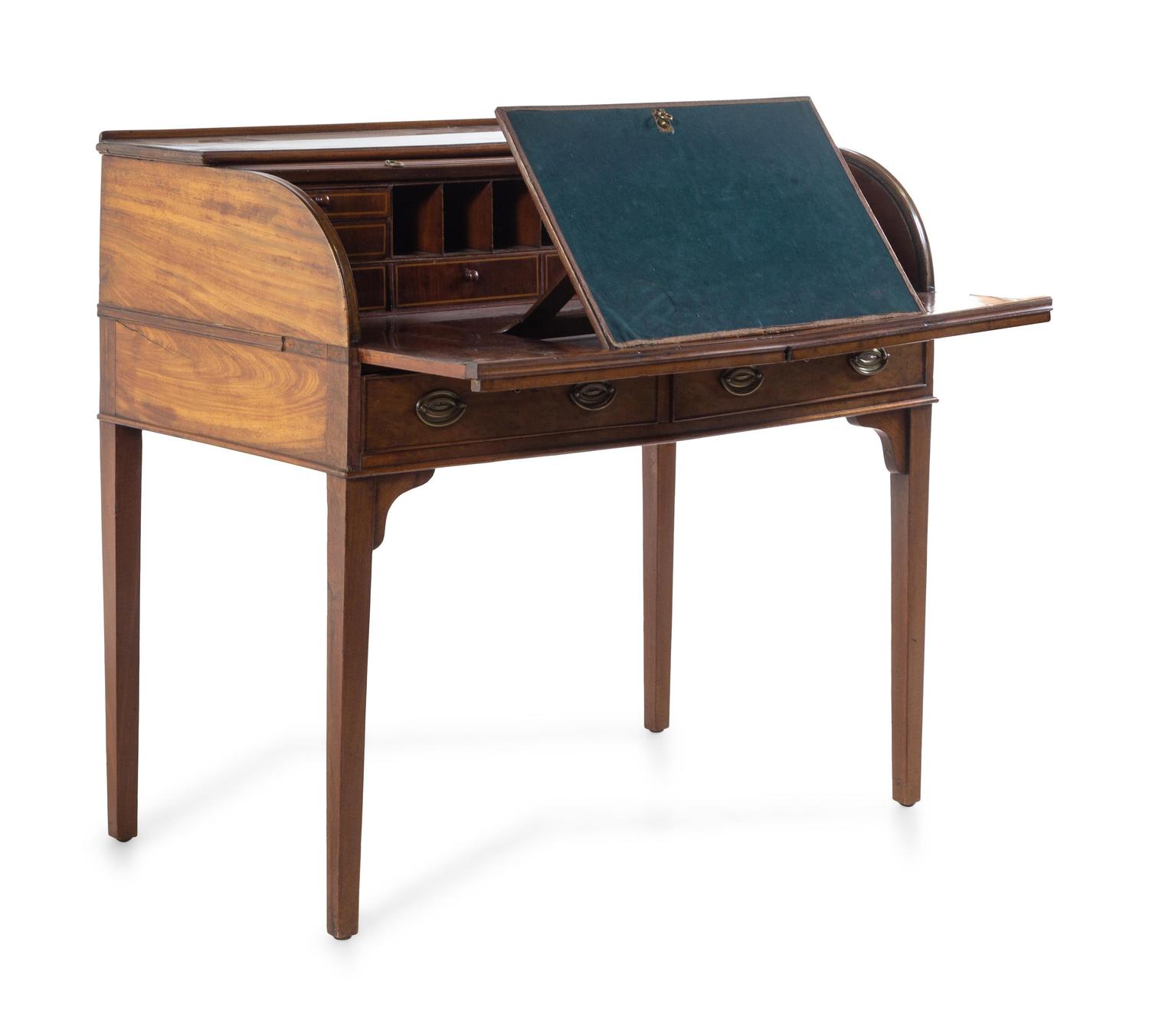 A George III Mahogany Roll-Top Desk