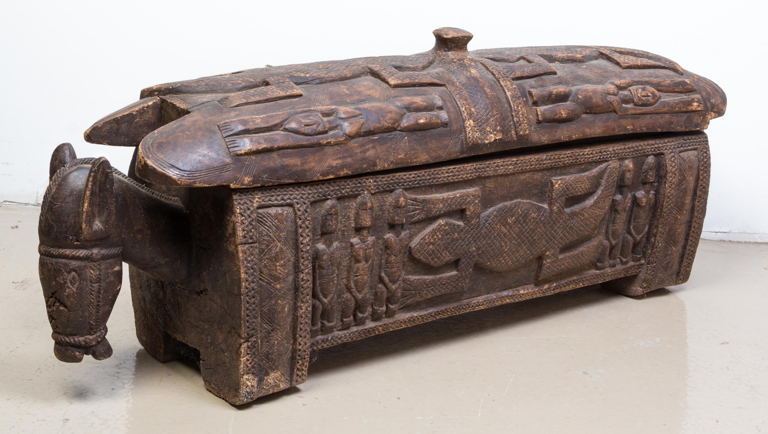 A Large Wood Figural Container Length 44 1/2 inches.