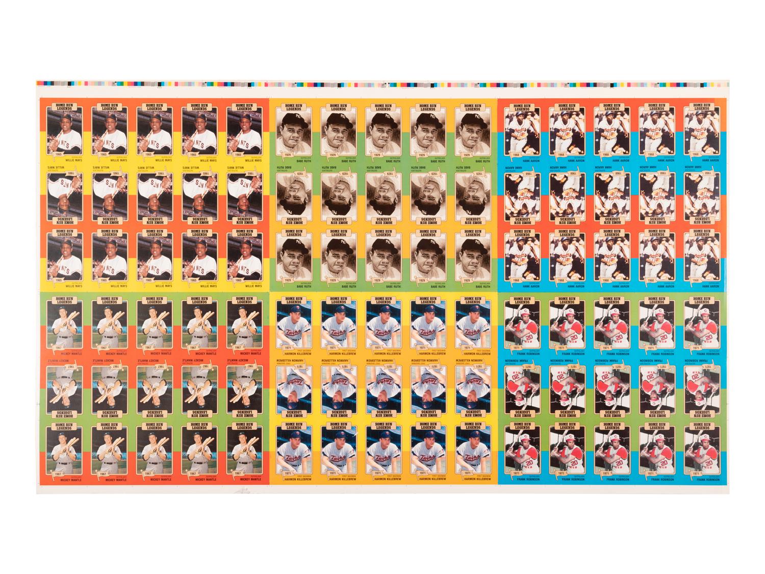 A Group of Five Uncut Sheets of 1980 Baseball Immortals and Home Run Legends Baseball Cards