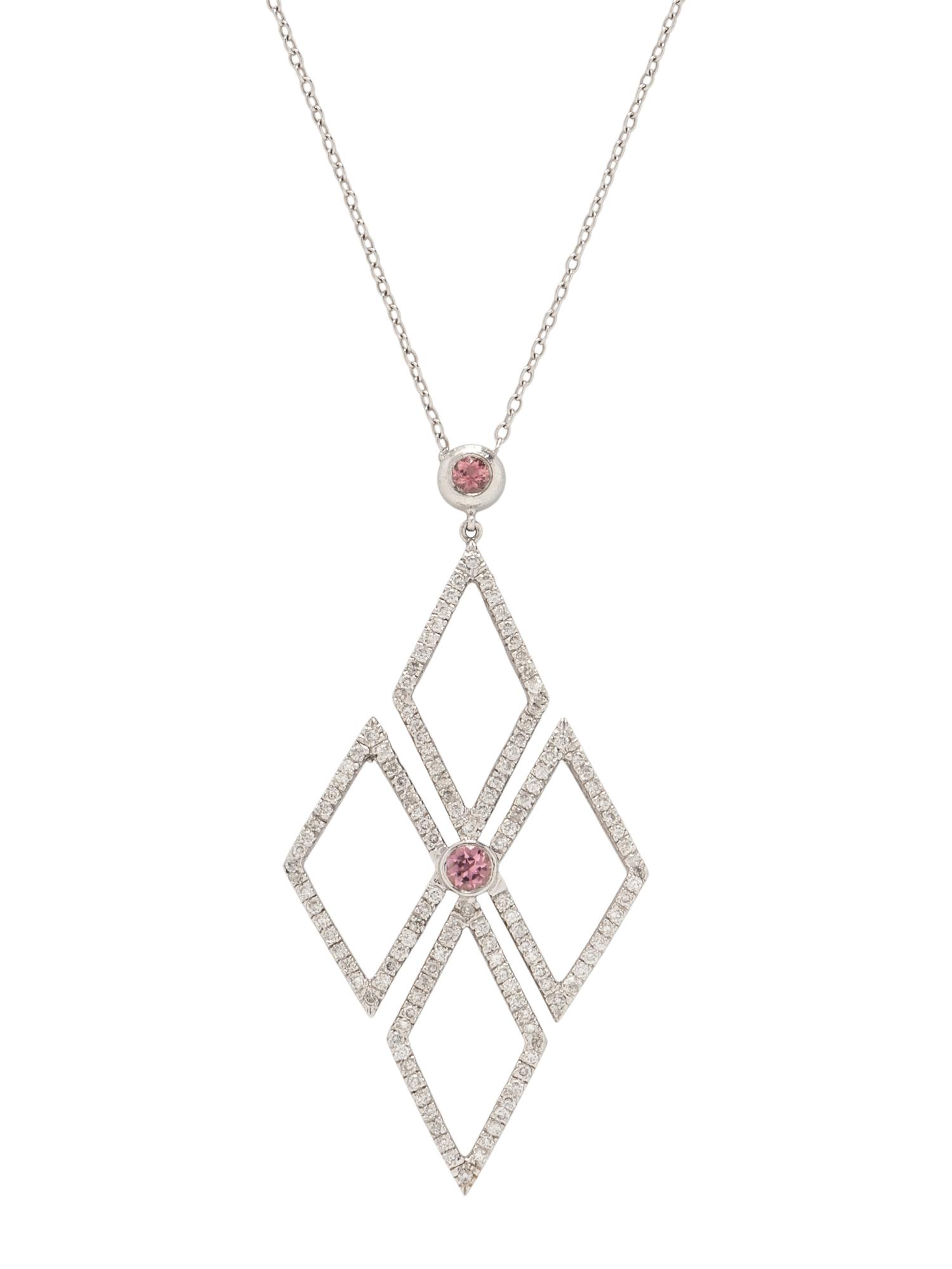 DIAMOND AND PINK TOURMALINE PENDANT NECKLACE