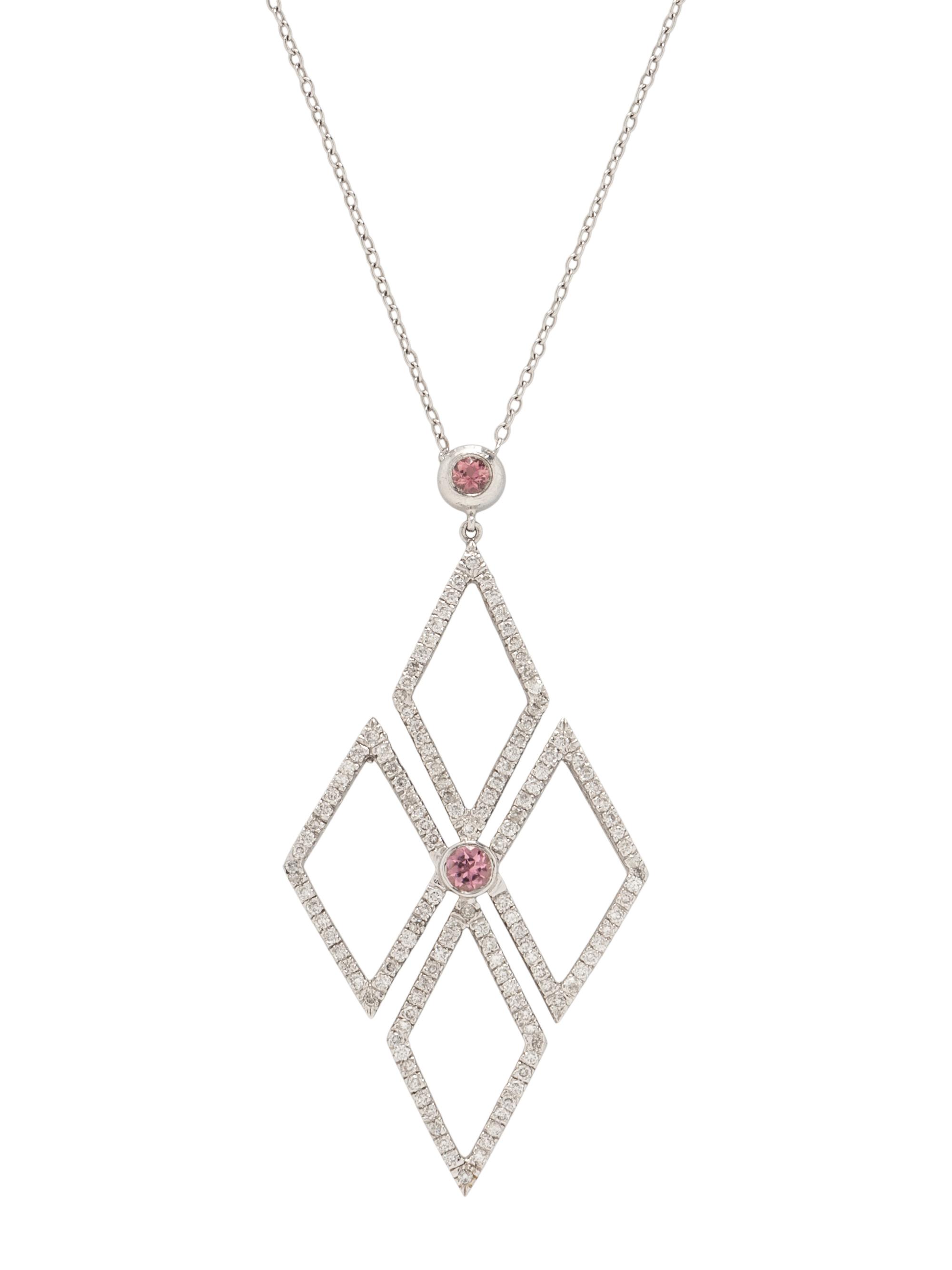 DIAMOND AND PINK TOURMALINE PENDANT NECKLACE