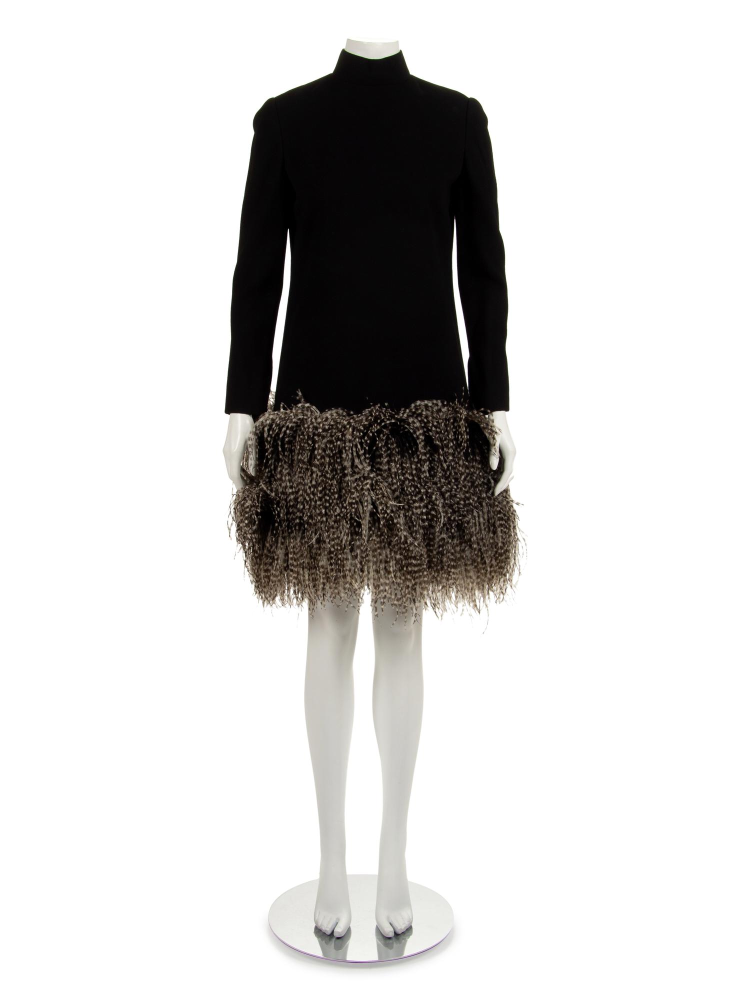 Geoffrey Beene Black Dress with Ostrich Feather Trim, 1968