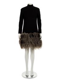Geoffrey Beene Black Dress with Ostrich Feather Trim, 1968