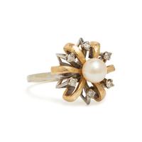 Blue Topaz Ring and Cultured Pearl Ring