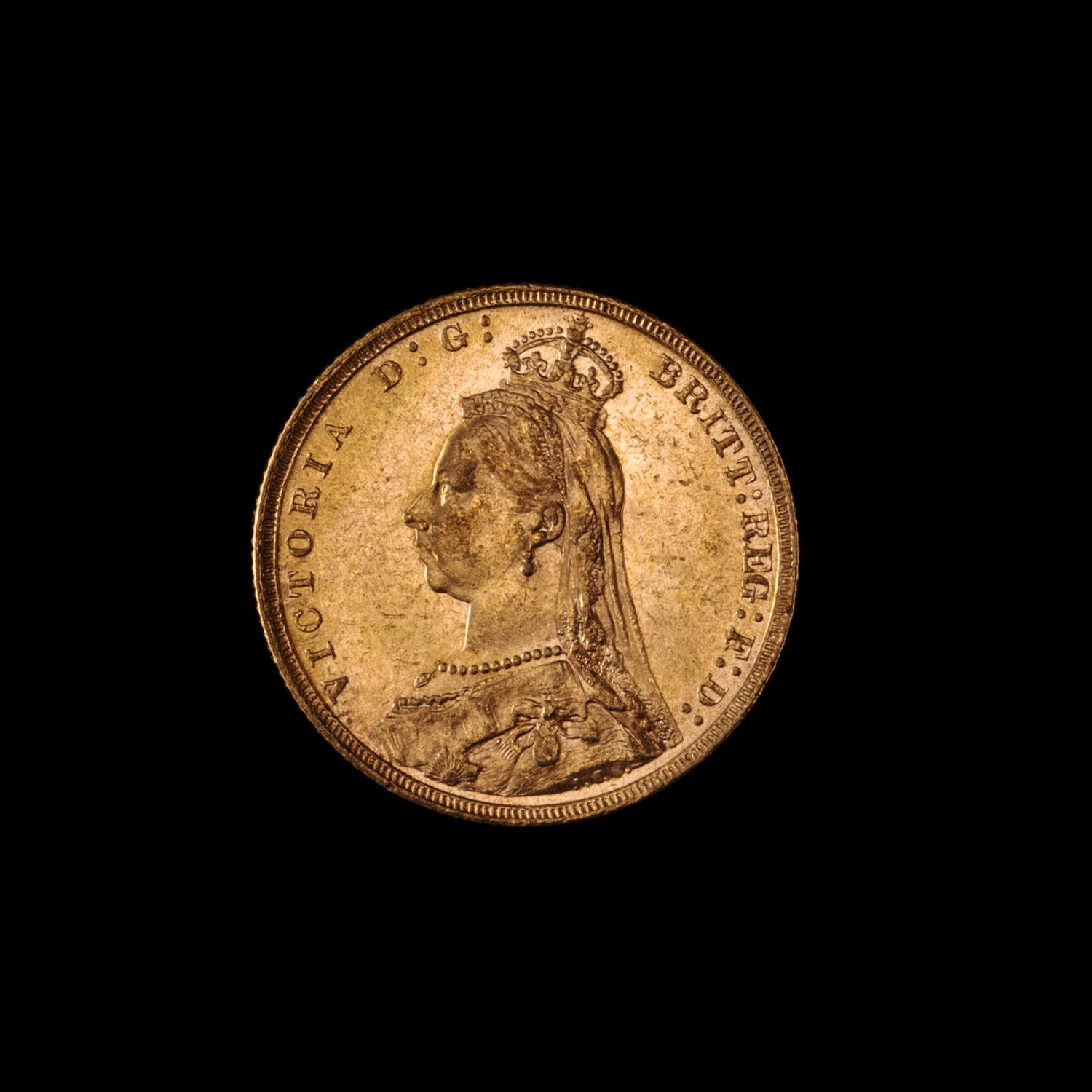 A United Kingdom 1891 Sovereign: Jubilee Head-London Mint Gold Coin