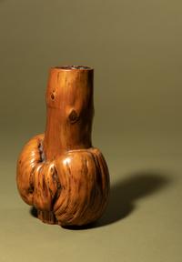 A Carved Wood Root Tianqiuping- Form Vase