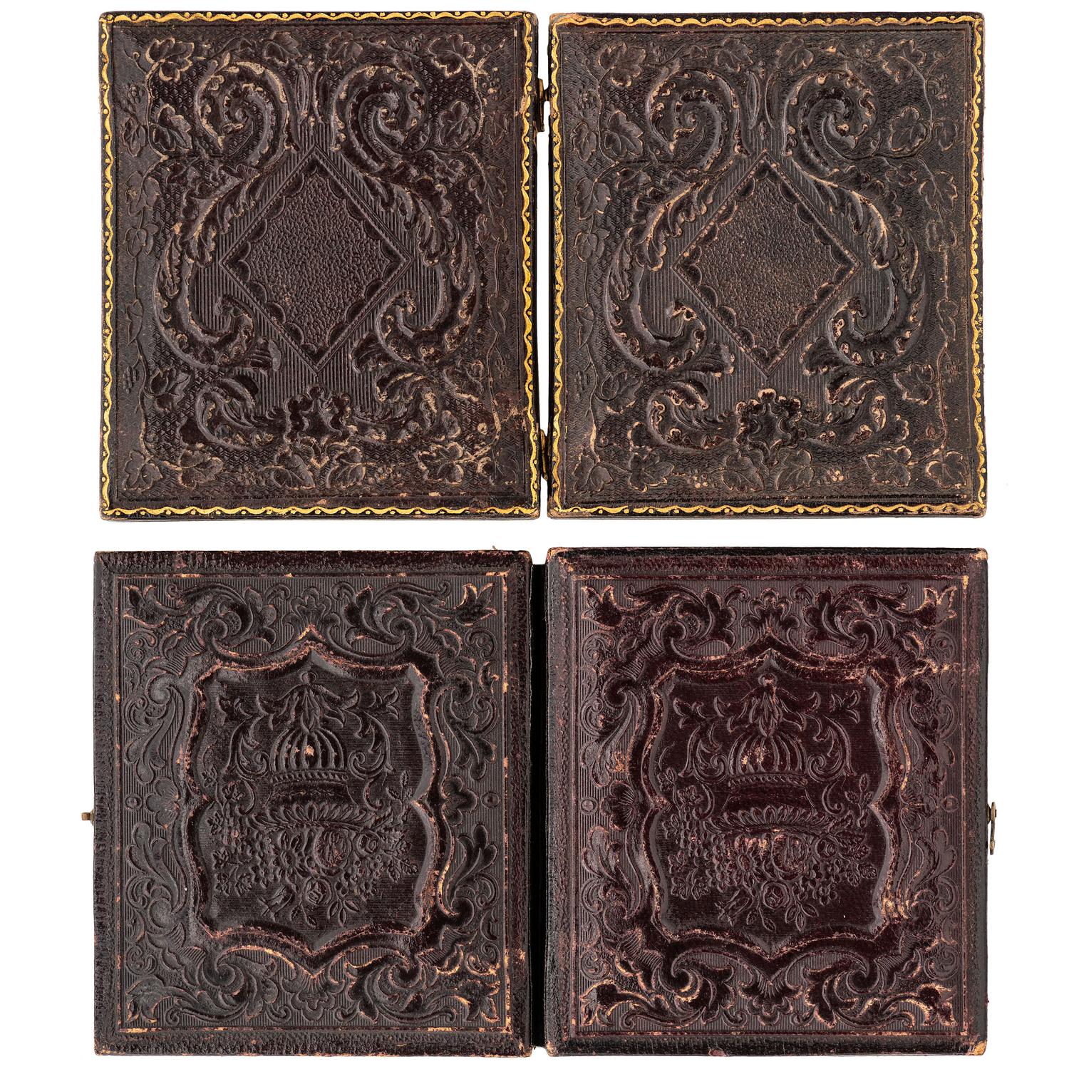 [EARLY PHOTOGRAPHY - PORTRAITURE]. A group of 9 daguerreotypes of folk art portraits featuring women, including: