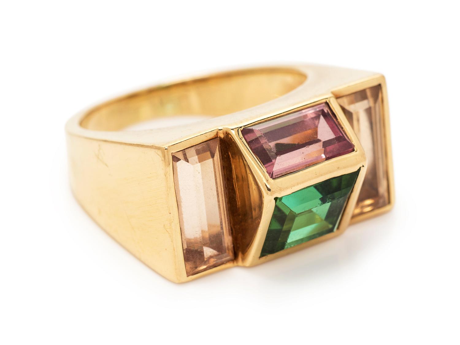 An 18 Karat Yellow Gold, Tourmaline and Topaz Ring, Paloma Picasso for Tiffany & Co., Circa 1980,