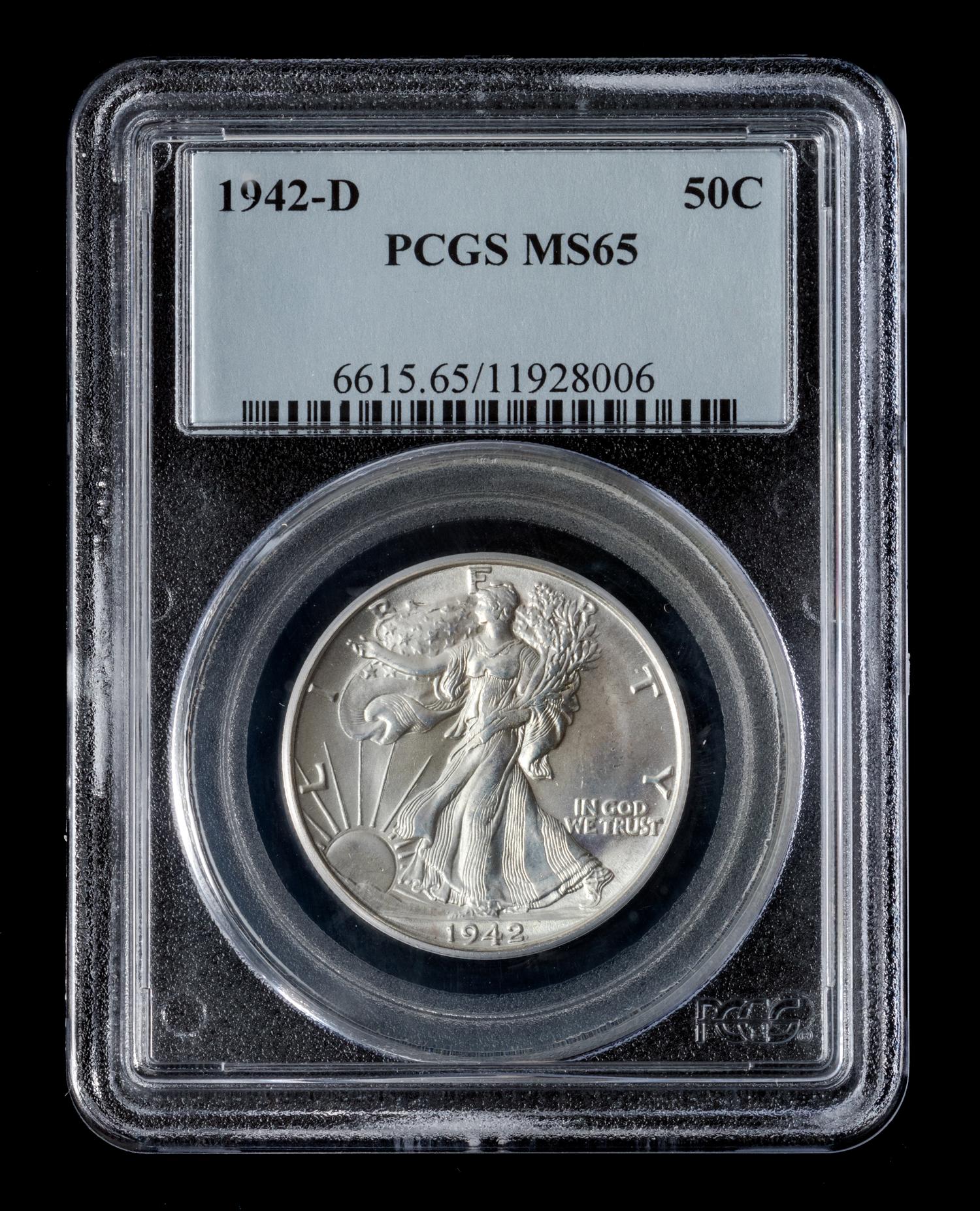 A United States 1942-D Walking Liberty 50c Coin
