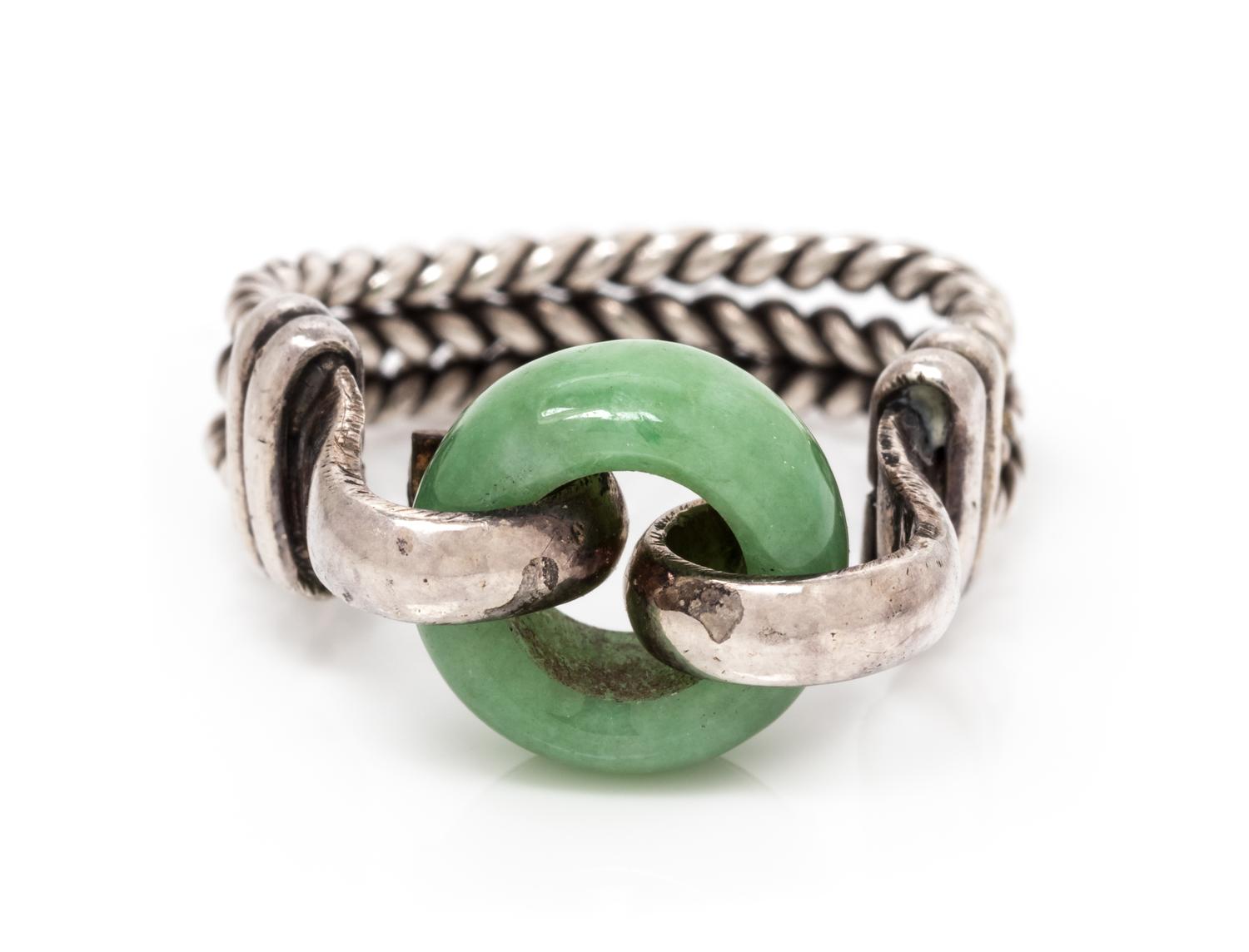 A Silver and Jade Ring, 3.85 dwts.