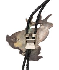 An Inlaid Silver Elk Bolo Tie by Joe Zun