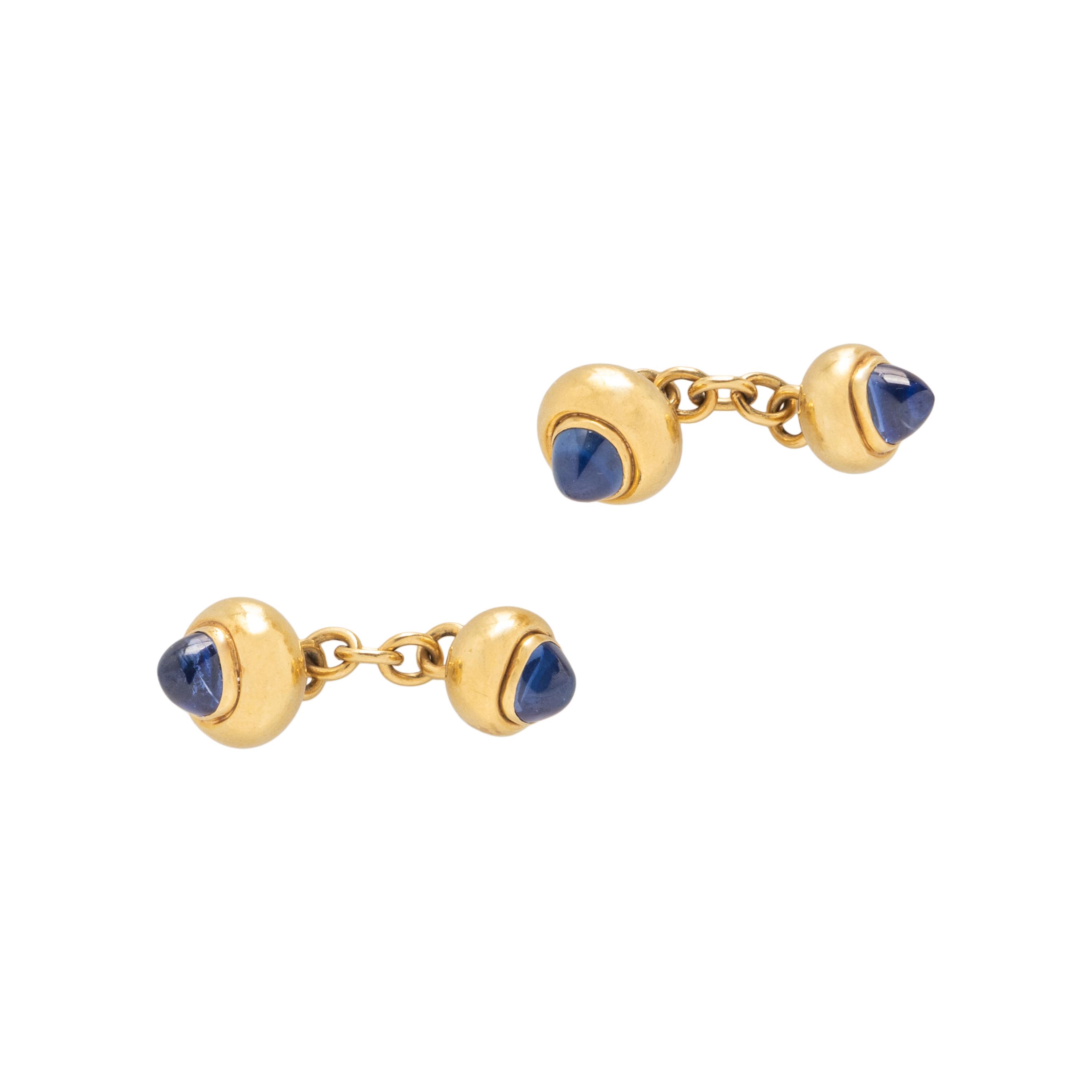 SAPPHIRE AND YELLOW GOLD CUFFLINKS