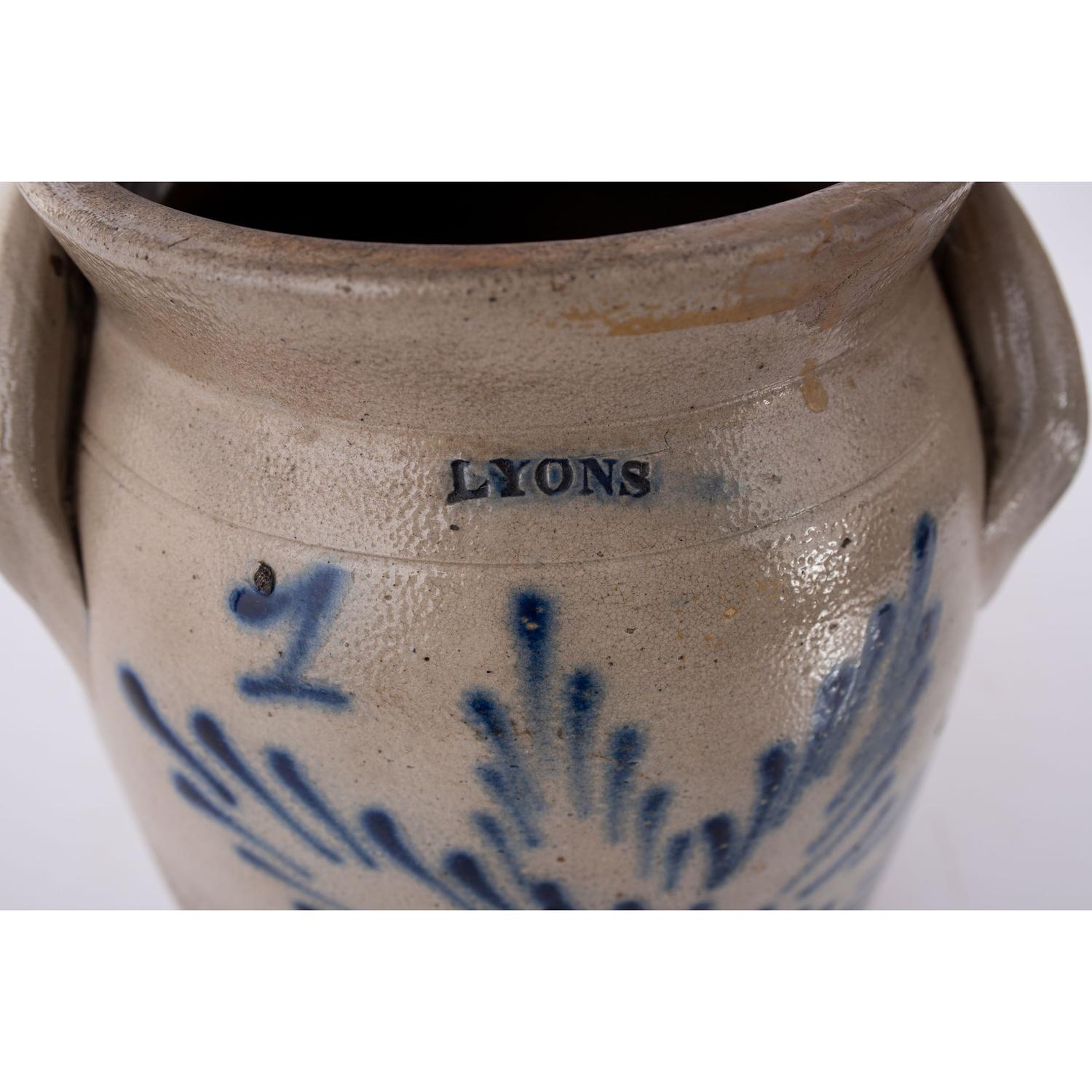 Two Cobalt Decorated Stoneware Crocks